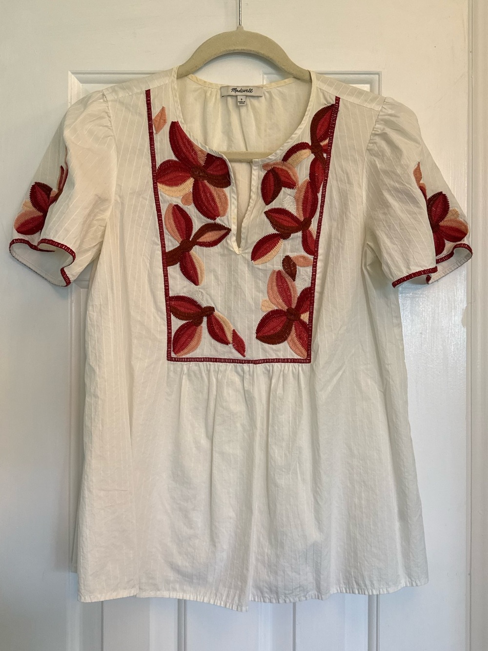 Madewell Embroidered Top - Womens Fable Floral Blouse - Size Small